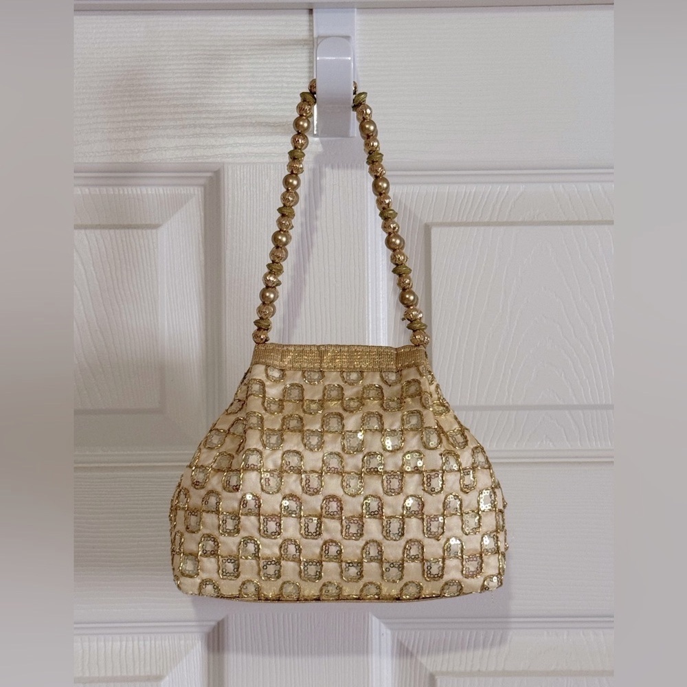 Gold Beaded Women's Mini Bag (Handmade from India)